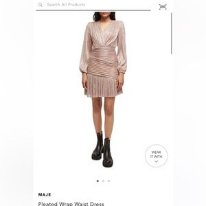 Maje Pleated Wrap Waist Dress